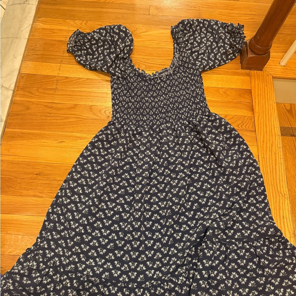 Hill House Navy and White Smocked Nap Dress